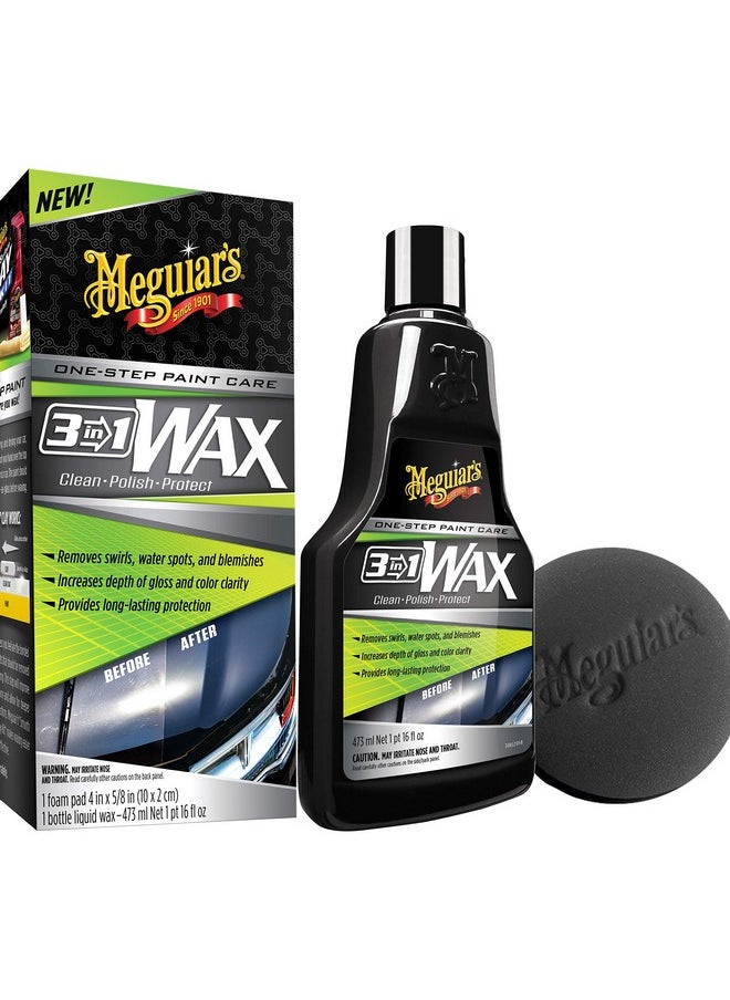 Meguiar's 3 In 1 Wax Advanced Cleaner Wax That Blends Defect And Scratch Removal Car Polishing For A High Gloss And Long Lasting Paint Protection All In One Step 16 Oz Liquid Wax  - Image 1