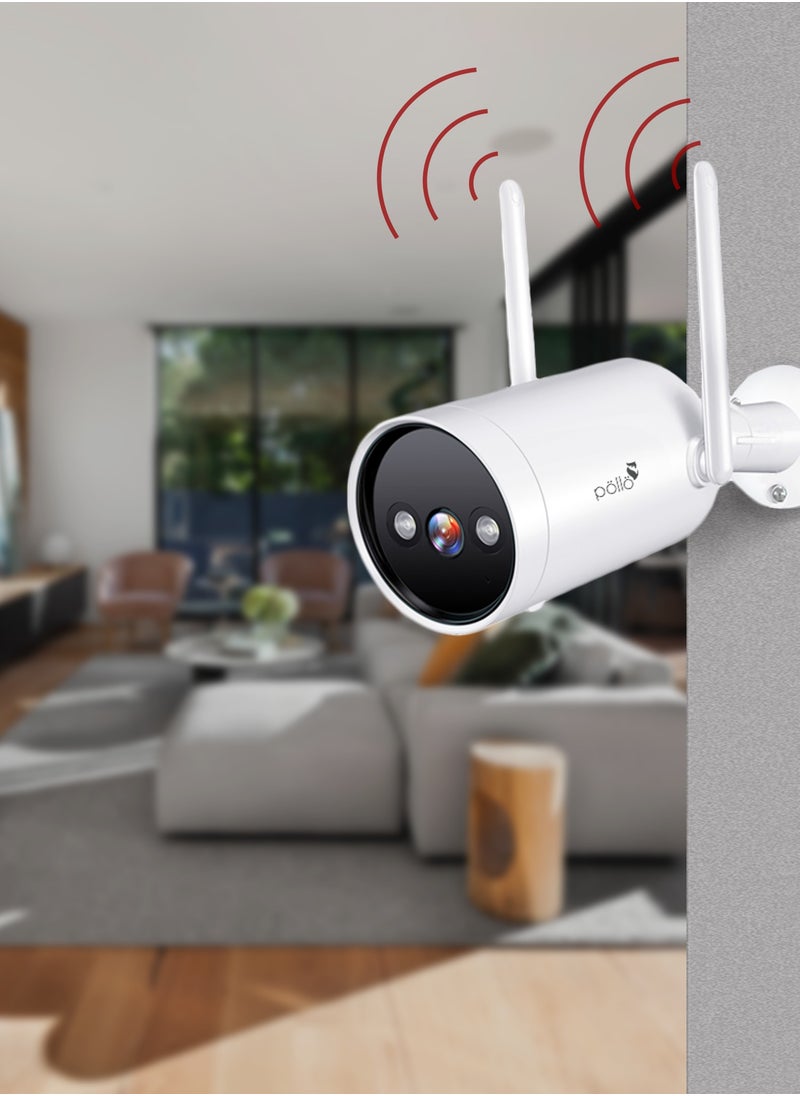 3MP 2K Guardian Shield Outdoor Indoor Smart Wi-Fi Security Camera, Colour Night Vision, 2-Way Audio, Motion Detection, IP66 Protection