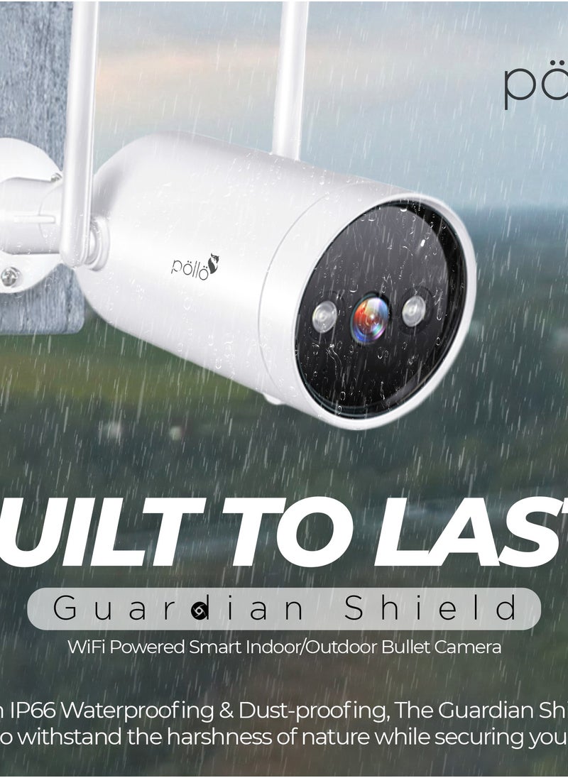 3MP 2K Guardian Shield Outdoor Indoor Smart Wi-Fi Security Camera, Colour Night Vision, 2-Way Audio, Motion Detection, IP66 Protection