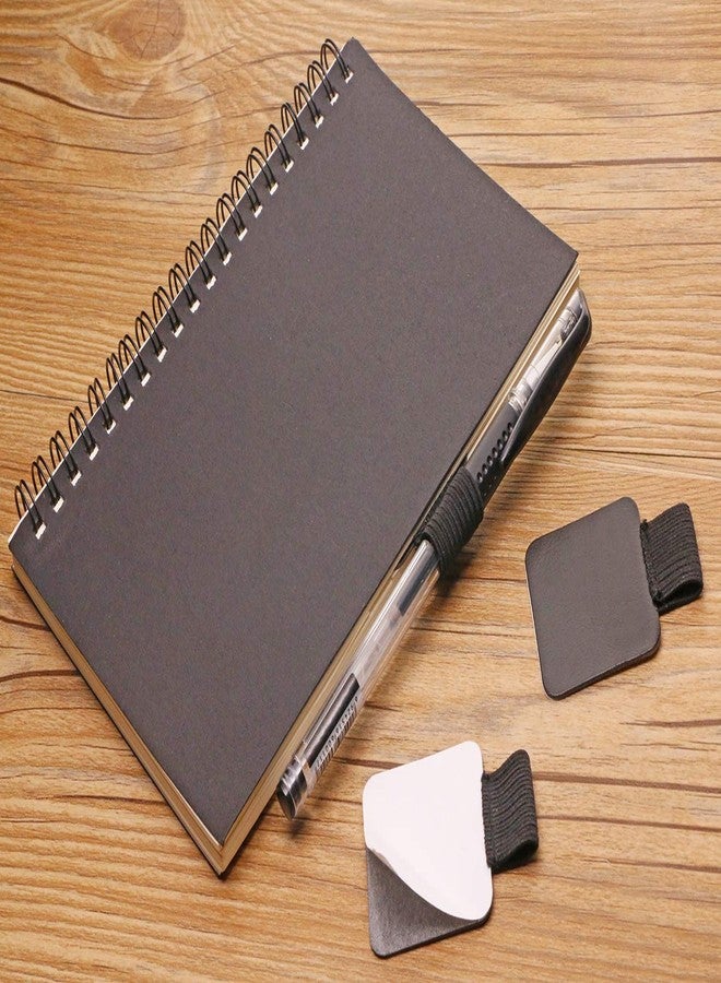 Mini Skater Self-Adhesive Pen Loop Leather Sticker Holder with Elastic Band for Tablet Journals Clipboards Notebook (Black, 2PCS) - Image 2