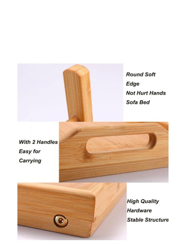 Golden - Bed Food Table Bamboo with Foldable Legs Small Folding Food Tray, Portable Coffee Table for Picnic, Laptop Desk Stand Saving Space Rectangle Desk for Home Dormitory Sofa - Image 1