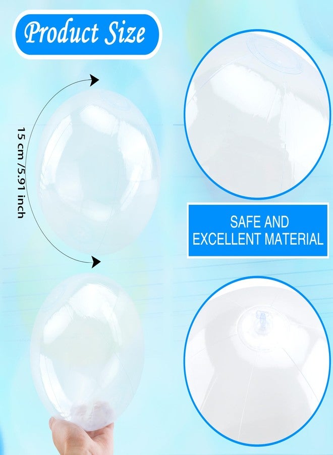Feradny 30 Pcs 6 Inch Clear Inflatable Beach Ball Transparent Blow Up Ball Swimming Pool Balls for Summer Hawaiian Pool Beach Theme Party Water Games - Image 2