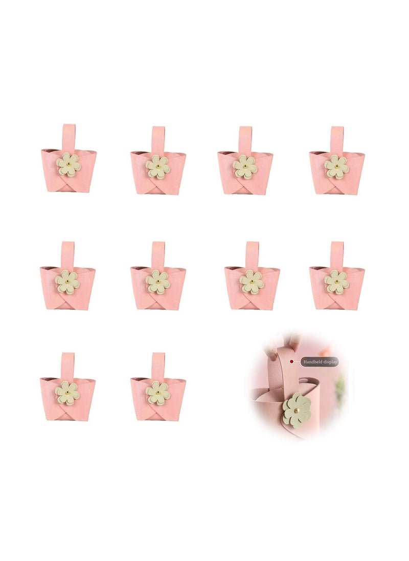 Generic Cute Pink Flower Leather Gift Boxes Set of 10 Reusable Candy Bags Perfect for Birthday Wedding Party Favors and Mother Day Supplies  - Image 1