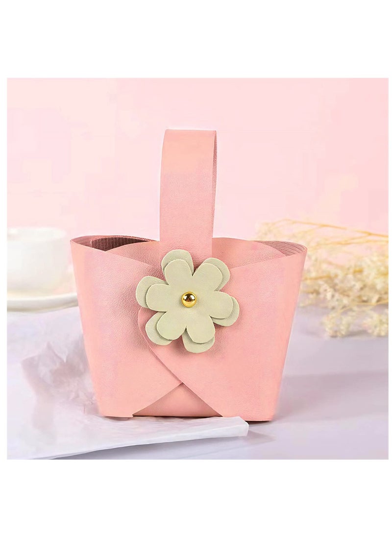 Generic Cute Pink Flower Leather Gift Boxes Set of 10 Reusable Candy Bags Perfect for Birthday Wedding Party Favors and Mother Day Supplies  - Image 5