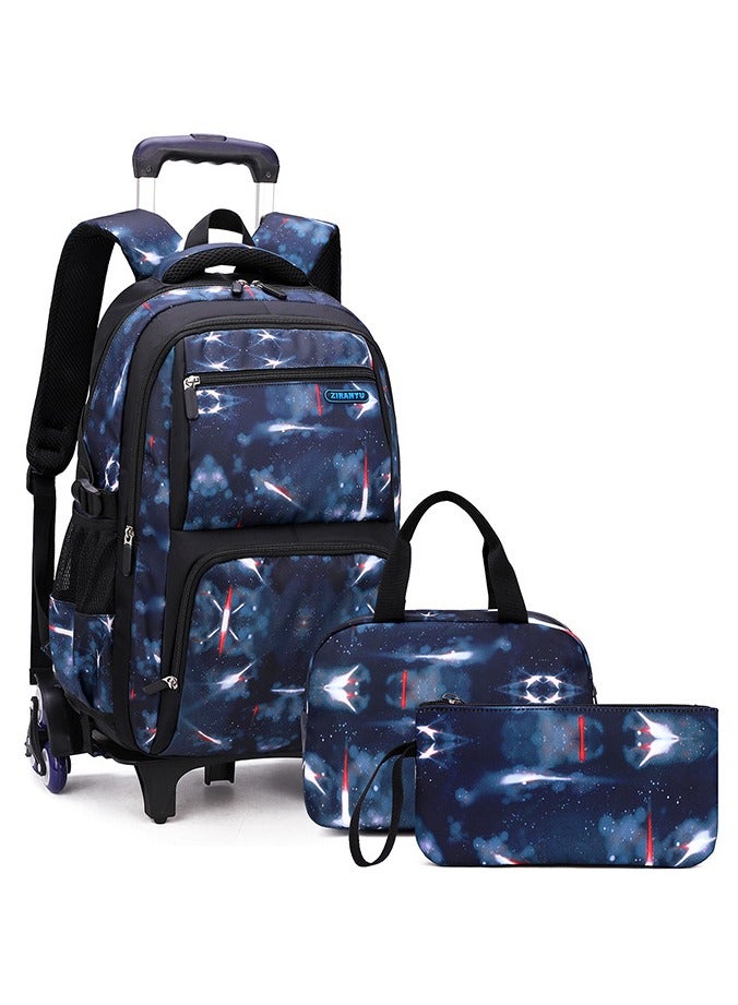 ZIRANYU School Bag with Wheels for Boys, Rolling Backpack Trolley for Kids, 3-in-1 Wheeled School Bag & Lunch Bag Set for Primary Junior High School Travel - Image 1