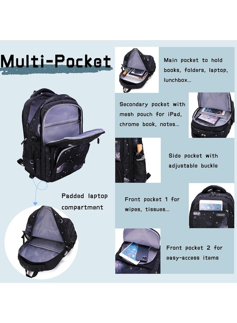 ZIRANYU School Bag with Wheels for Boys, Rolling Backpack Trolley for Kids, 3-in-1 Wheeled School Bag & Lunch Bag Set for Primary Junior High School Travel - Image 4