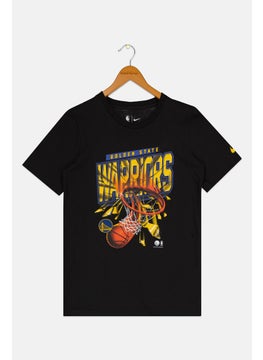 Nike Nike x NBA Kids Boy Sportswear Fit Short Sleeve Warriors Outdoor T-Shirts,Black  - Image 1