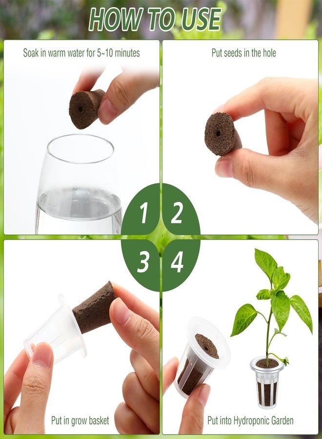 Ziliny 200 Pcs Grow Sponges Pods Kit, Includes 100 Grow Sponges, 100 Root Plant Basket, Root Growing Kit Replacement Pod Cups Hydroponic Pods Garden Accessories for Indoor Herb Growing System - Image 4