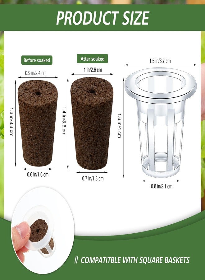 Ziliny 200 Pcs Grow Sponges Pods Kit, Includes 100 Grow Sponges, 100 Root Plant Basket, Root Growing Kit Replacement Pod Cups Hydroponic Pods Garden Accessories for Indoor Herb Growing System - Image 2