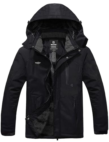 Wantdo Men's Waterproof Mountain Jacket Fleece Windproof Ski Jacket US M Black M - Image 1