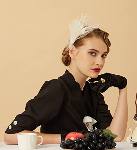 Cizoe Fascinators 20s Gatsby Flapper Acessories Art Deco Party Accessory Peacock Feather Headpiece(1A-Black) - Image 4