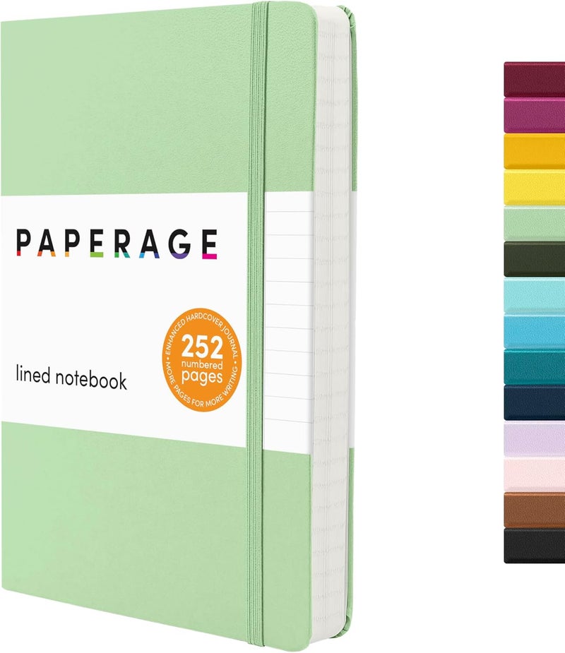 ببرج دفتر ملاحظات PAPERAGE مسطر، (أخضر حكيم)، 252 صفحة، متوسط 5.6 × 8 بوصة - ورق سميك 100 GSM – دفتر ملاحظات بغلاف صلب للعمل والمدرسة وتدوين الملاحظات - Image 1