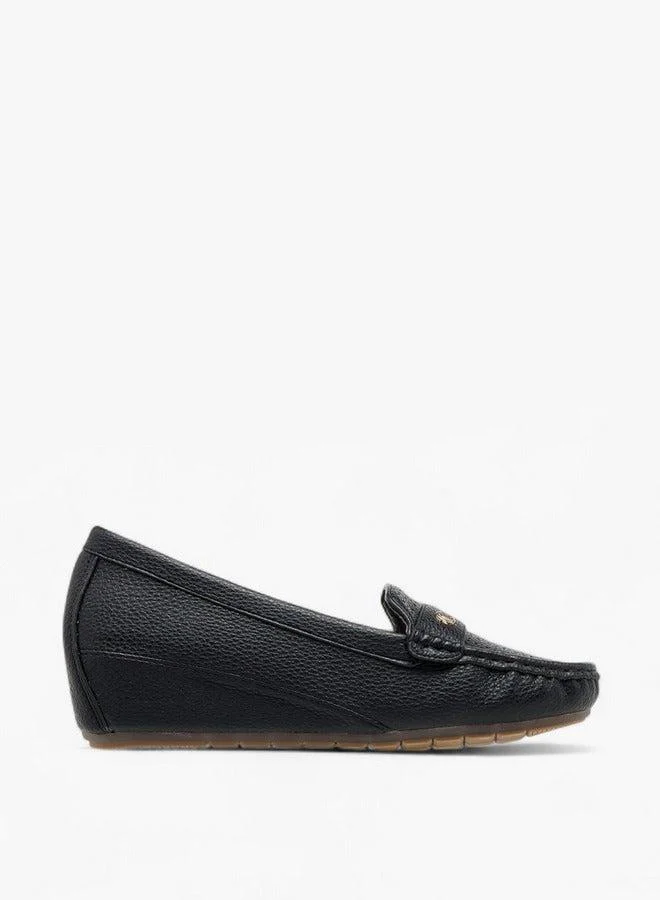 Le Confort Women Textured Slip-On Loafers with Wedge Heels