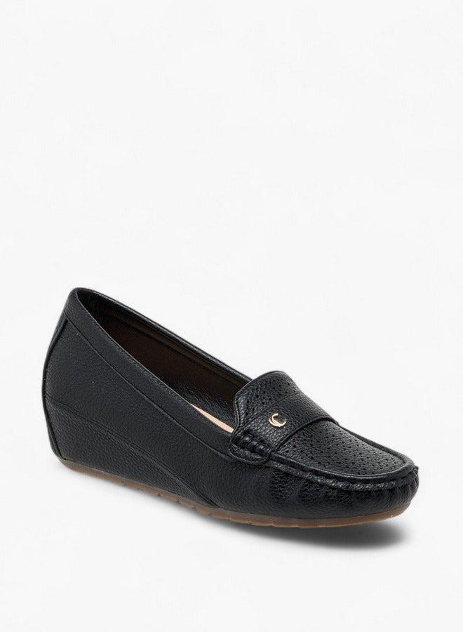 Le Confort Women Textured Slip-On Loafers with Wedge Heels - Image 1