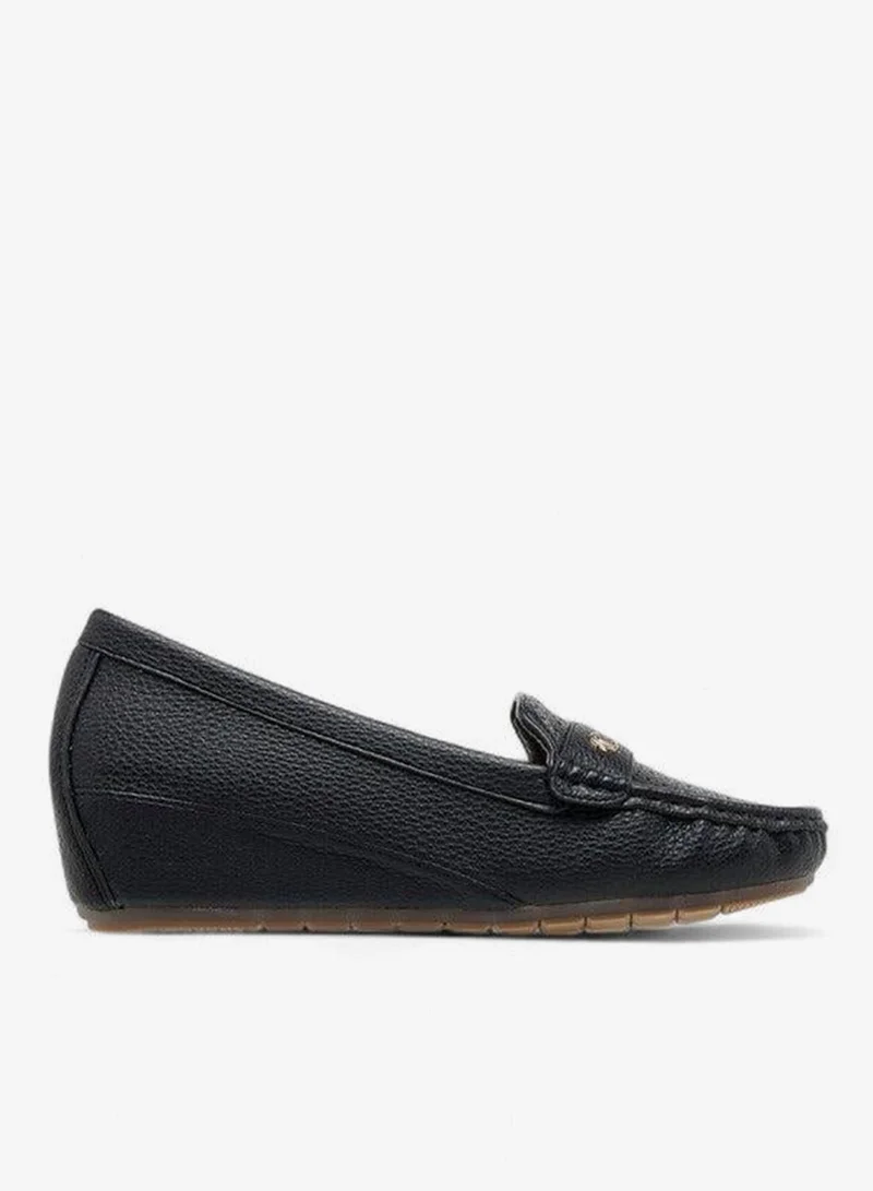 Le Confort Women Textured Slip-On Loafers with Wedge Heels