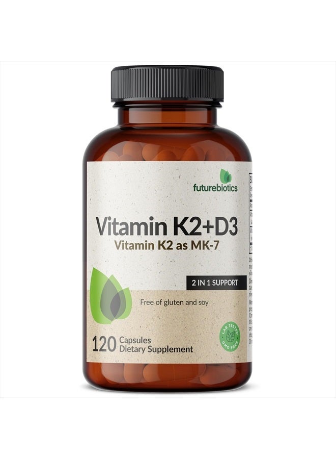Futurebiotics مكمل فيتامين K2 (MK7) مع D3 - تركيبة غير معدلة وراثيًا - 5000 وحدة دولية من فيتامين D3 و 90 ميكروغرام من فيتامين K2 MK-7، 120 كبسولة نباتية - Image 3