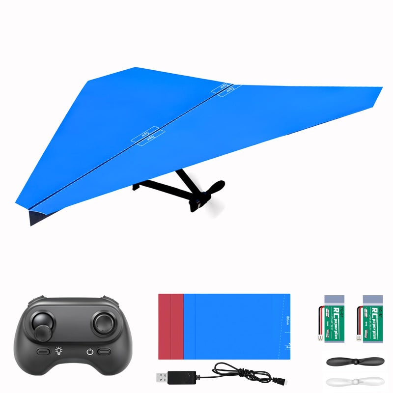 HAWK'S WORK RC Paper Plane, Remote Control Airplane Kit with Colored Papers, Super Easy Fly Toy for Kids DIY STEM KIT (Birdy X 2.0) - Image 1