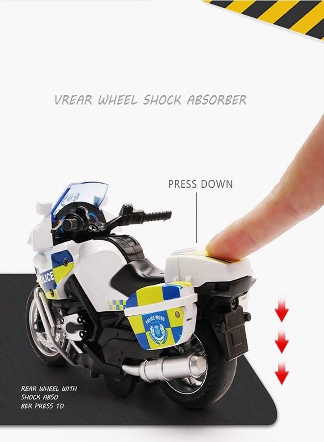 TONIRY Police Motorcycle Toy - Pull Back Motorcycle Toys, Tiny Gift with Music Lighting, Latte Motorcycles Toy for Kids Boys Age 3-8 Year Old [New] (Moto-Fighting-White) - Image 2