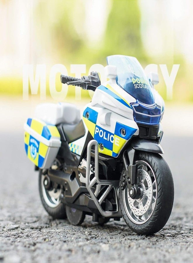 TONIRY Police Motorcycle Toy - Pull Back Motorcycle Toys, Tiny Gift with Music Lighting, Latte Motorcycles Toy for Kids Boys Age 3-8 Year Old [New] (Moto-Fighting-White) - Image 5