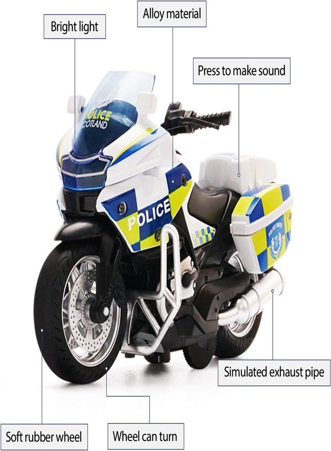 TONIRY Police Motorcycle Toy - Pull Back Motorcycle Toys, Tiny Gift with Music Lighting, Latte Motorcycles Toy for Kids Boys Age 3-8 Year Old [New] (Moto-Fighting-White) - Image 4