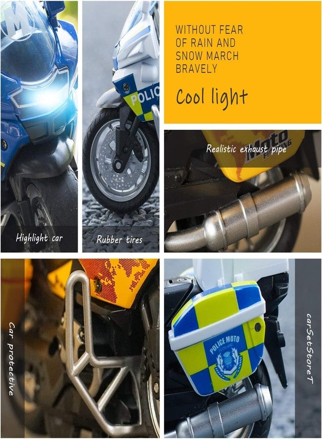 TONIRY Police Motorcycle Toy - Pull Back Motorcycle Toys, Tiny Gift with Music Lighting, Latte Motorcycles Toy for Kids Boys Age 3-8 Year Old [New] (Moto-Fighting-White) - Image 3
