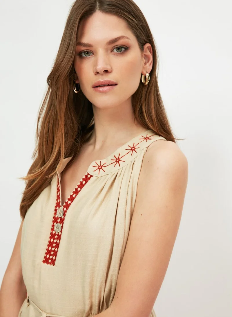 trendyol Self Tie Embroidered Dress