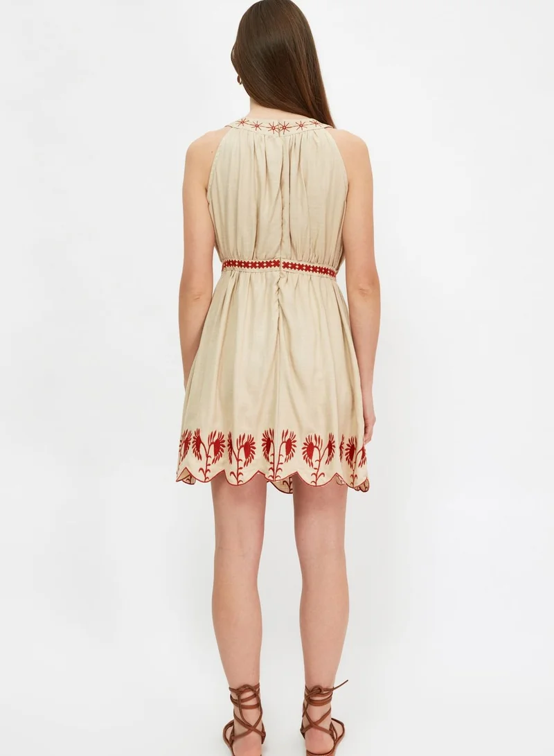 trendyol Self Tie Embroidered Dress