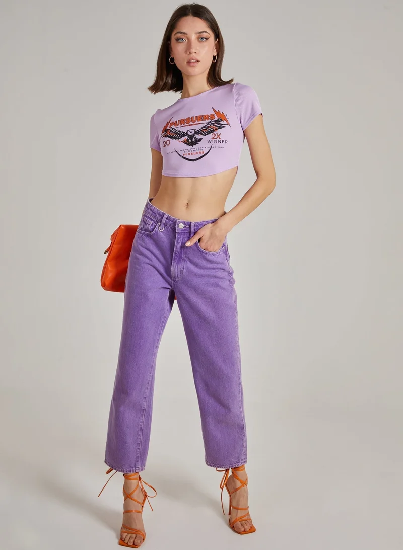 Pink Vanilla  Cropped Ribbed Band Tee for Women | Best Price UAE