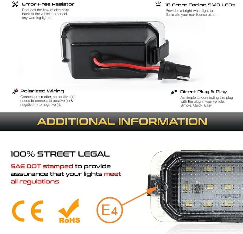 DEMULAX 2pcs Canbus LED License Plate Light for Ford Vehicles - Image 5