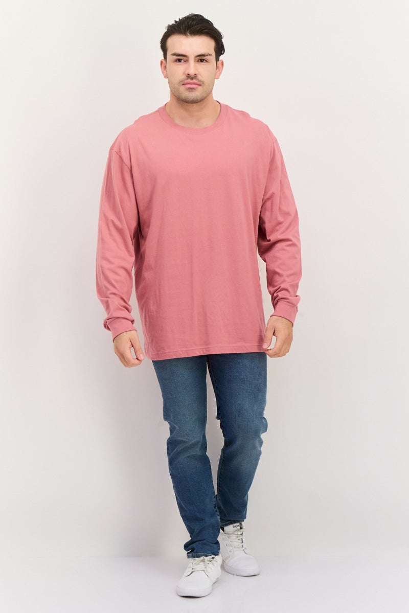 GAP Men Crew Neck Long Sleeves Solid T-Shirt, Rose Pink - Image 4