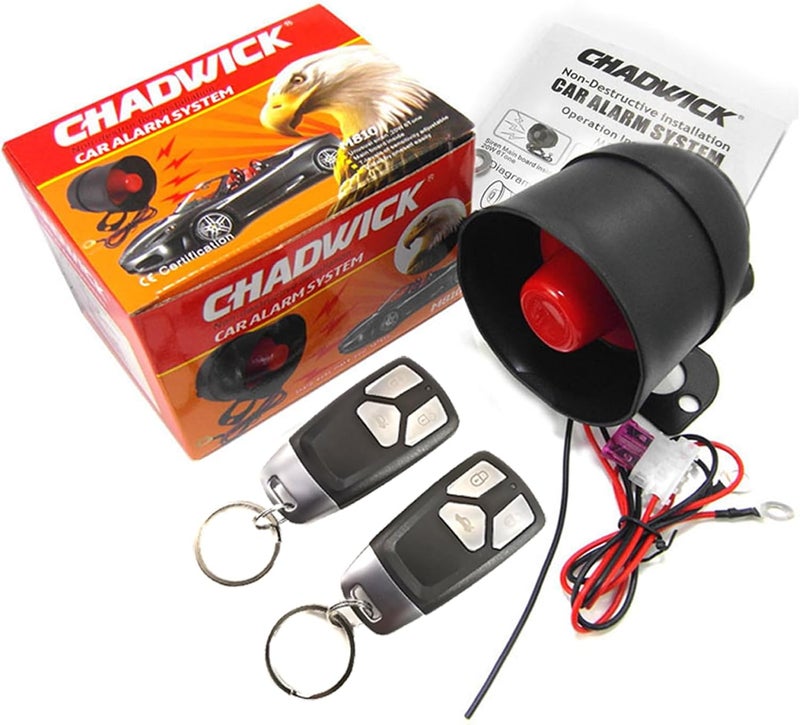 CHADWICK Car Horn Siren Alarm,Universal Car Alarm Security Protection System with 2 Remote Controls,7-Level Sensitivity,12v,Anti-Theft Device,No Thread Trimmin,Non-Destructive Installation (CW-8107) - Image 1