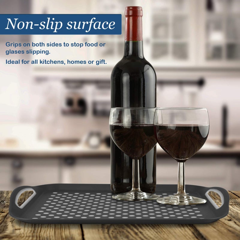 volila Food Trays for Eating on Couch - 2 Pack - Non Slip Dinner Trays for Eating Set of 2 Non Slip Serving Tray and Food Tray with Handles (Black & White) - Image 4