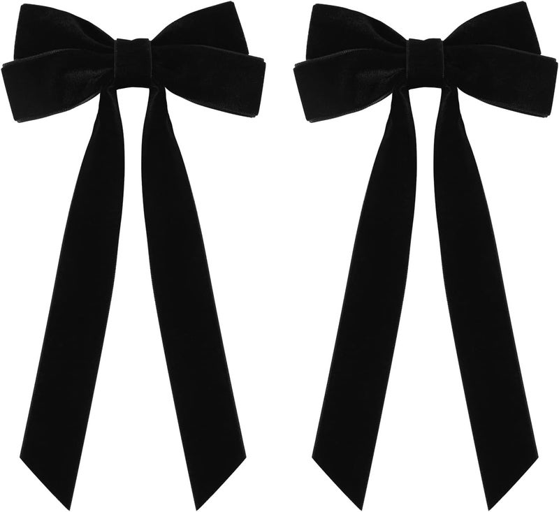 Aileam 2PCS Black Velvet Hair Bows - Image 2