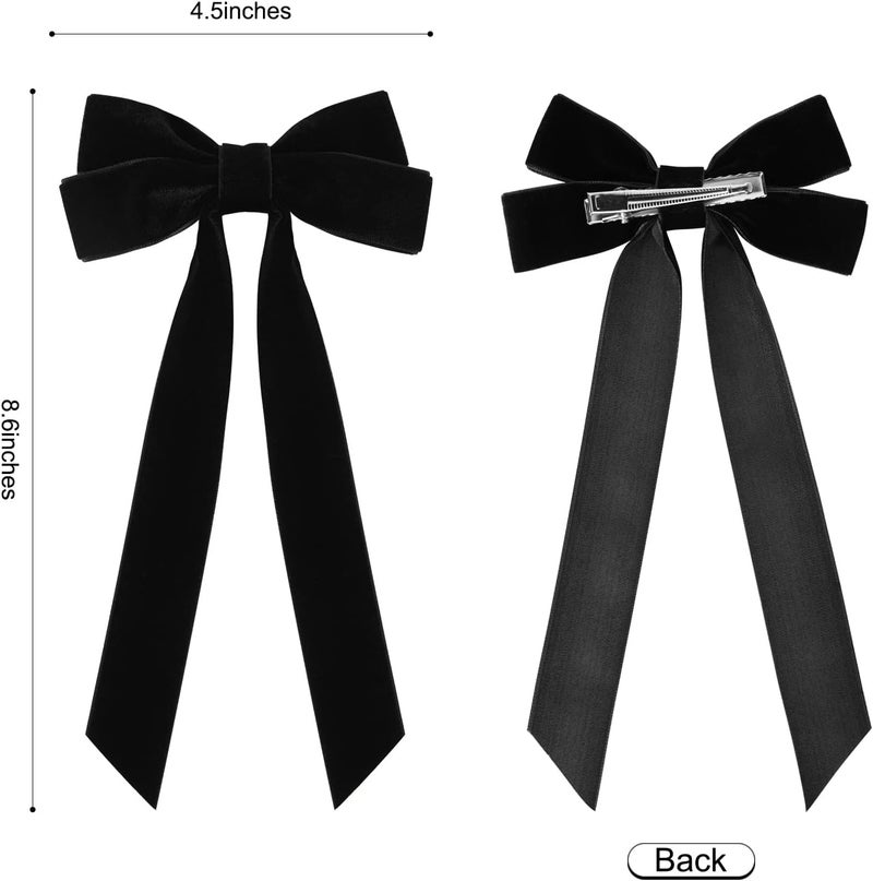 Aileam 2PCS Black Velvet Hair Bows - Image 4