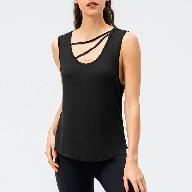بناطيل رياضية نسائية بدون أكمام جافة سريعًا بطرقين برتقالية رياضية فضفاضة - Image 2