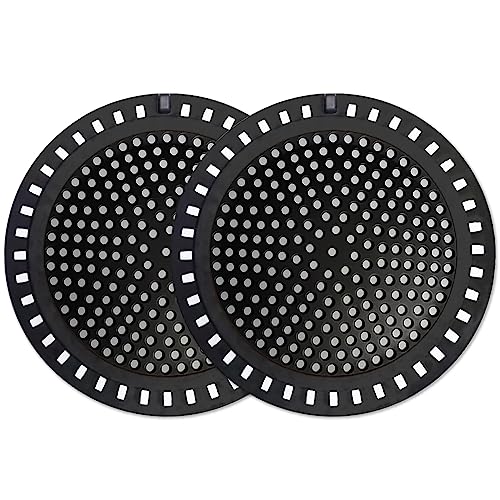 Seatery 2PCS Shower Hair Drain Catcher/Strainer/Cover/Filter/Trap, Hair Stopper Floor Drain, Stainless Steel with Silicone Edge Drain Protector, Black, 4.75 Inch Diameter - Image 1