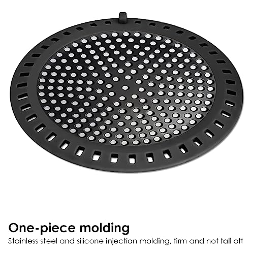 Seatery 2PCS Shower Hair Drain Catcher/Strainer/Cover/Filter/Trap, Hair Stopper Floor Drain, Stainless Steel with Silicone Edge Drain Protector, Black, 4.75 Inch Diameter - Image 4