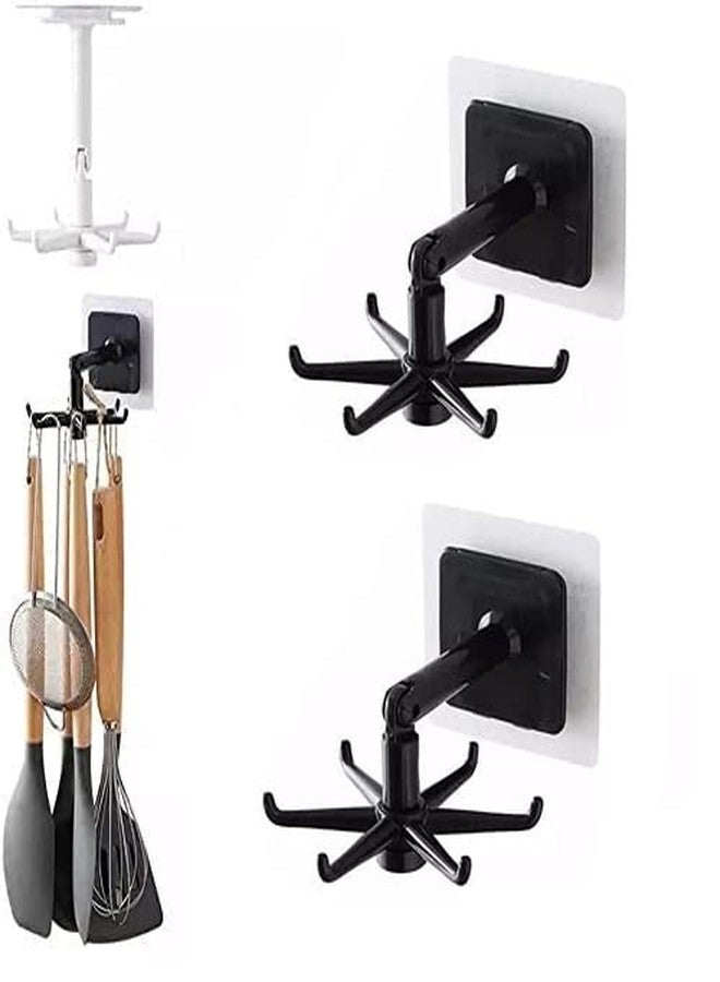 Red Champion Wall Mounting Self Adhesive Plastic 360 Degree Rotatable Hook for Kitchen Tools Hanging, Spoon and Spatula Hanger Hook (Multicolor, Pack of 2) - Image 1