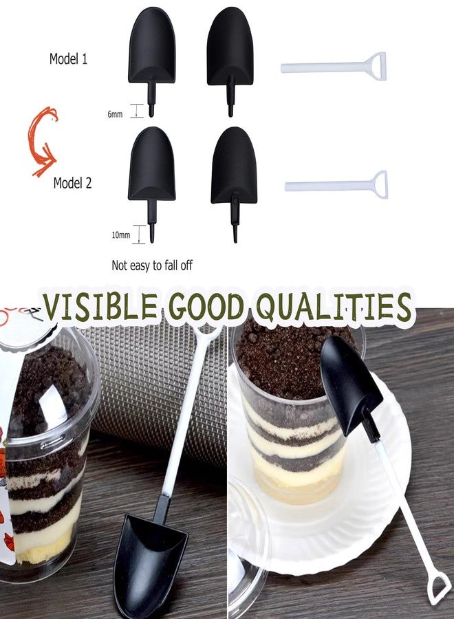 OaaXbbECco Novelty Mini Shovel Shape Spoons Cute Disposable Plastic Dessert Spoons (50 black+white model 2) - Image 3
