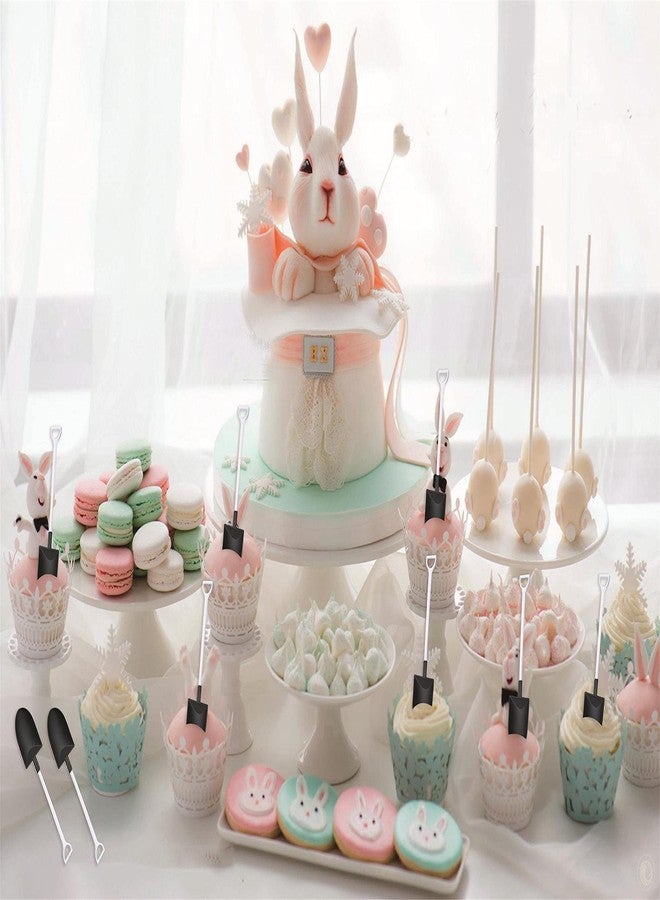 OaaXbbECco Novelty Mini Shovel Shape Spoons Cute Disposable Plastic Dessert Spoons (50 black+white model 2) - Image 5