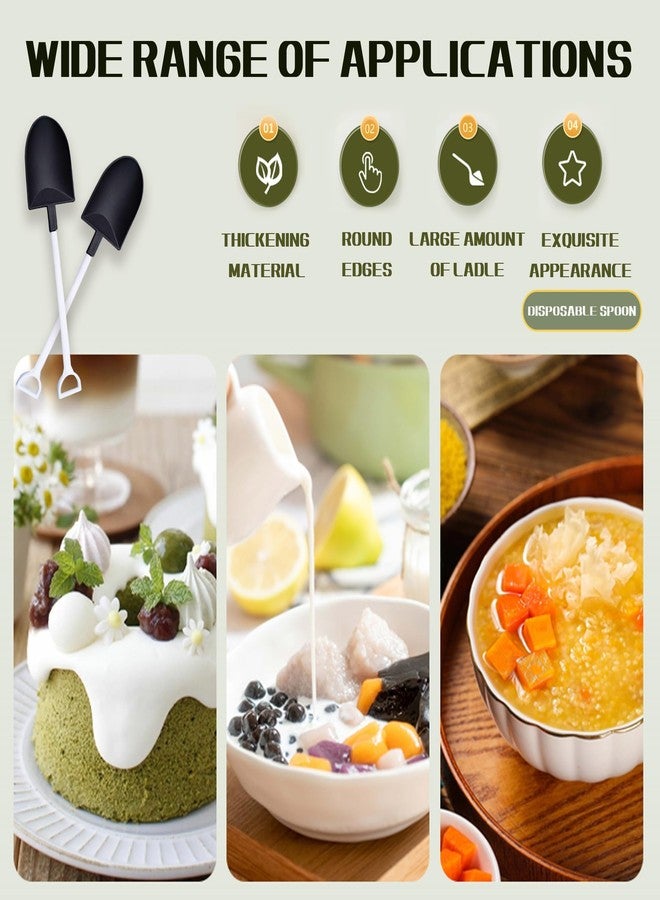OaaXbbECco Novelty Mini Shovel Shape Spoons Cute Disposable Plastic Dessert Spoons (50 black+white model 2) - Image 2