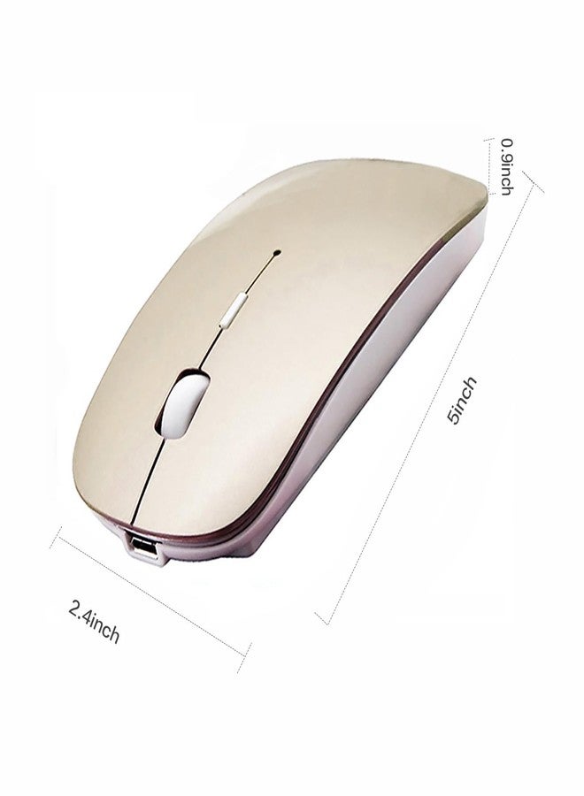 PeiBO Bluetooth 5.2 Wireless Mouse, Gold, Rechargeable, Ergonomic Design, Compatible with Laptops and Tablets - Image 3