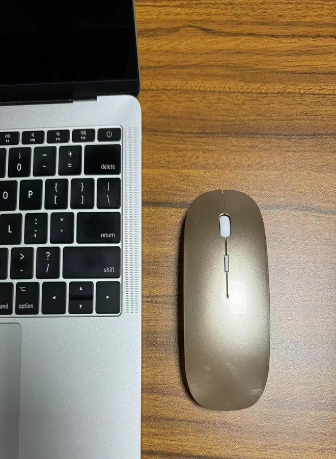 PeiBO Bluetooth 5.2 Wireless Mouse, Gold, Rechargeable, Ergonomic Design, Compatible with Laptops and Tablets - Image 2