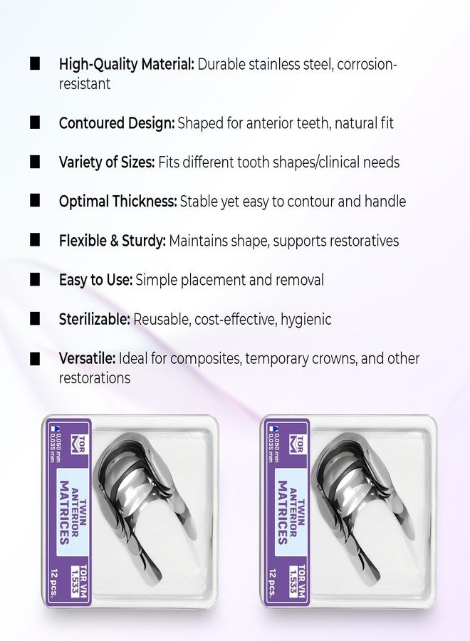 InstruDent Russia Tor Vm Twin Anterior Strips (12 pcs No. 1.533 | Transparent Dental Strips for Anterior Restorations, Flexible & Contoured for Accurate Shaping, Ideal for Professional Use - Image 3
