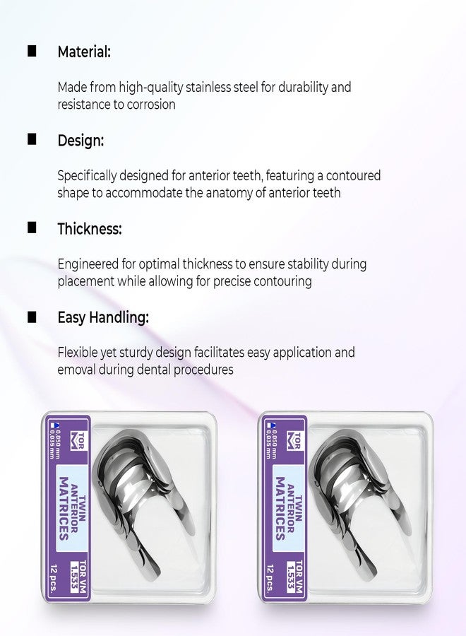 InstruDent Russia Tor Vm Twin Anterior Strips (12 pcs No. 1.533 | Transparent Dental Strips for Anterior Restorations, Flexible & Contoured for Accurate Shaping, Ideal for Professional Use - Image 4