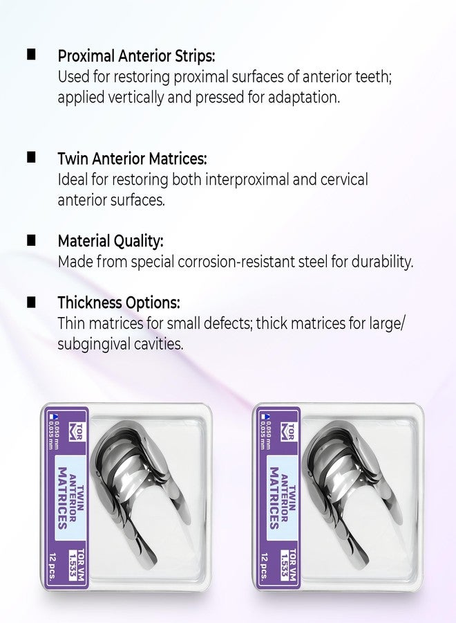 InstruDent Russia Tor Vm Twin Anterior Strips (12 pcs No. 1.533 | Transparent Dental Strips for Anterior Restorations, Flexible & Contoured for Accurate Shaping, Ideal for Professional Use - Image 5
