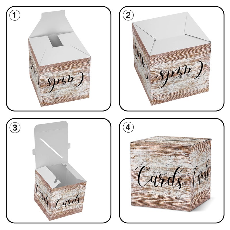 AWSICE Wood Pattern Card Box â€“ 1 Set Card Receiving Box for Gift Envelope Money â€“ Wedding Bridal Baby Shower Birthday Graduation Party Supplies Decorations (8"*8"*8")-A23 - Image 3