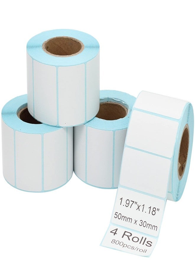 EGOSKY Self Adhesive Label Sticker 4 Rolls, Blank White Rectangle Address Thermal Label Roll Sticky Write On Note Mark for Office Kitchen Printer - Image 1