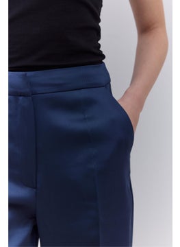 Manuka Satin Straight Leg Trousers Navy Blue  - Image 5