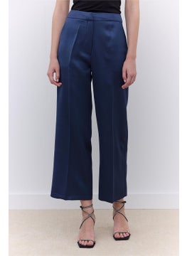 Manuka Satin Straight Leg Trousers Navy Blue  - Image 3